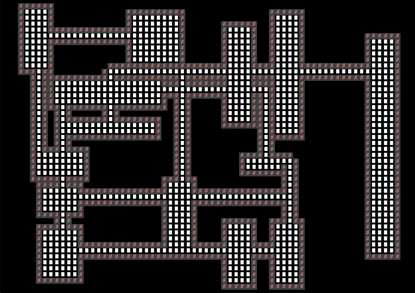 random rooms and hallways generated using the bsp algorithm—iteration 1